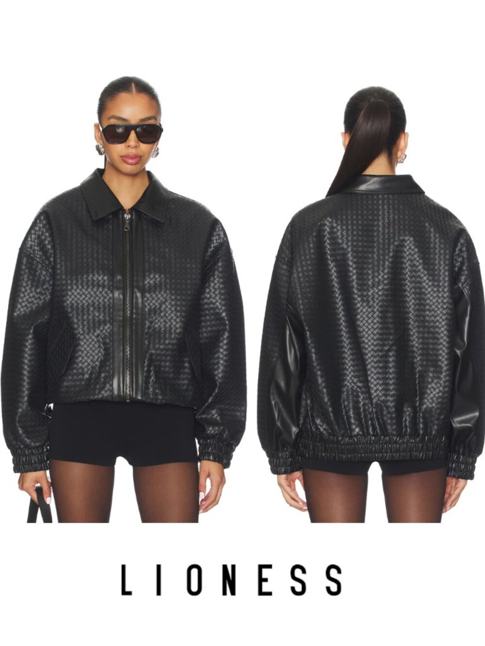 Lioness Black Intrecciato Kenny Bomber (Size S)